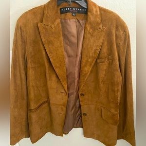 100% Genuine Leather Suede Blazer Jacket in Brown